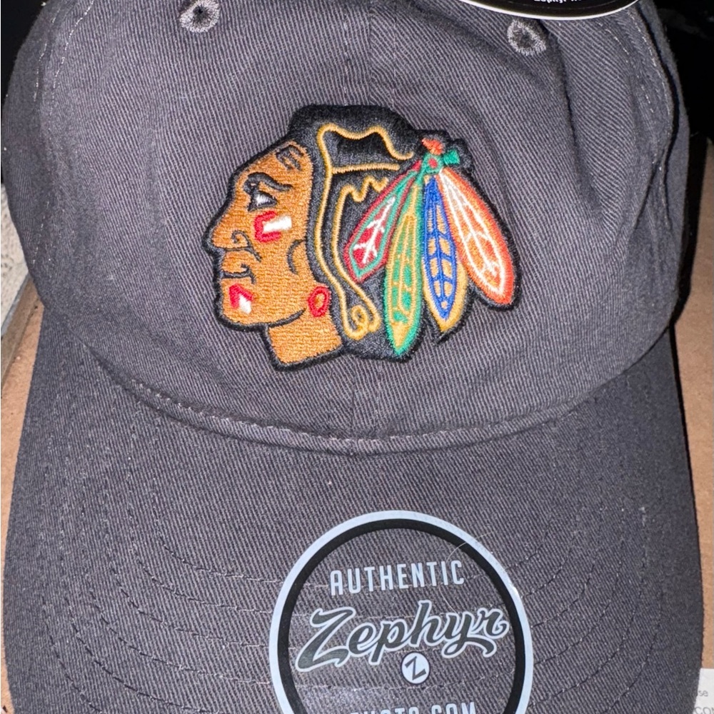 Unisex Chicago  Black Hawks Zephyr embroidered adjustable baseball cap NWT